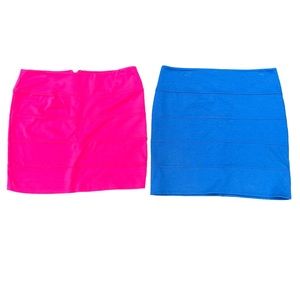 Trouvé Skirt Bundle Ribbed Stretch Short Zip Closure Pink Blue Large